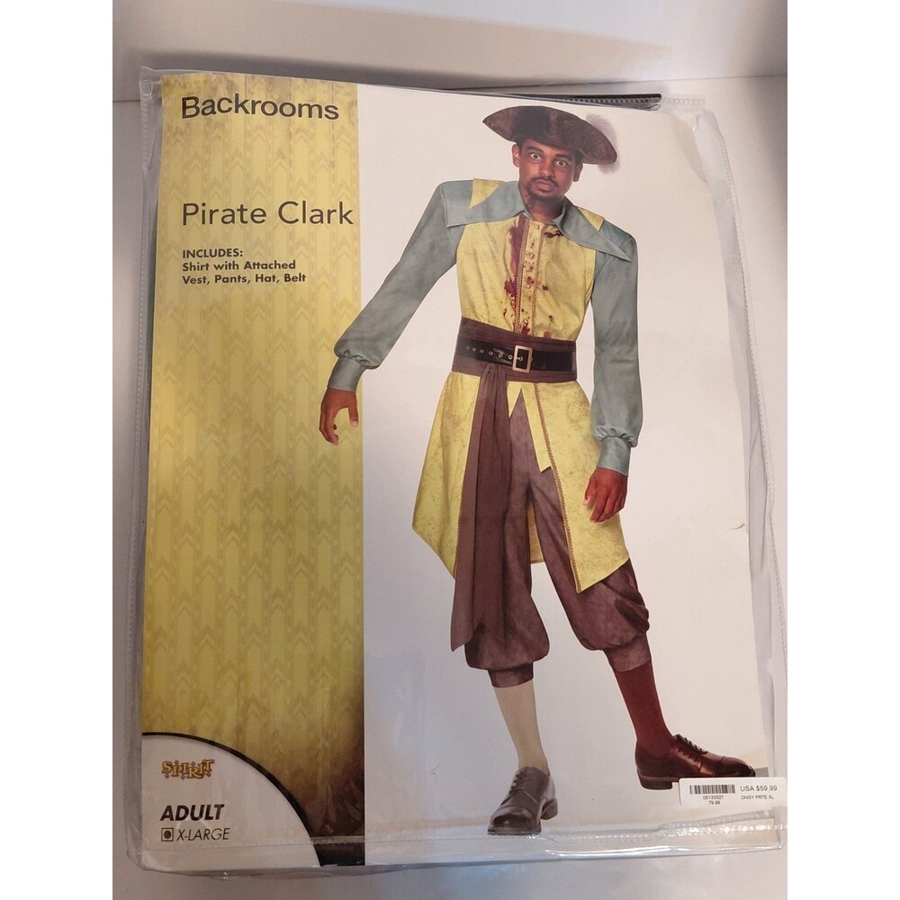 Backrooms Halloween Costume Pirate Captain Clark Adult Menβs Size XL NWT